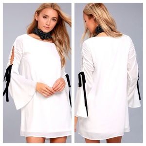 Lulu’s Cherish White Long Sleeve Shift Dress